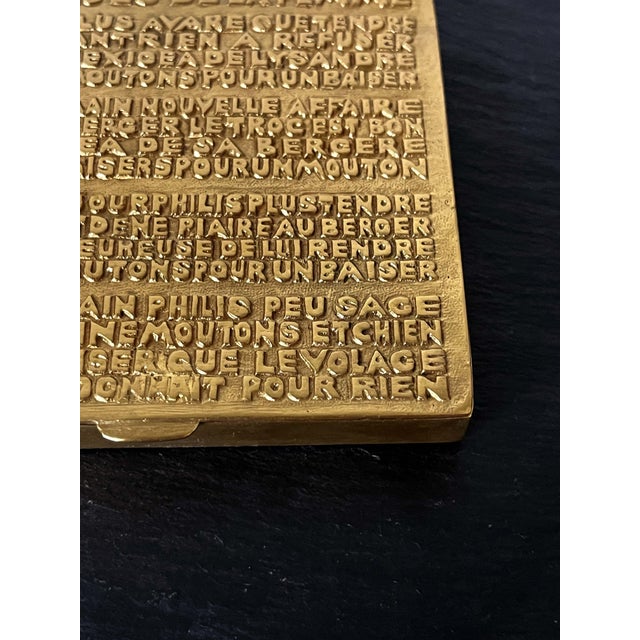 1940s Gilded Bronze Box with Poem by French Art Jeweler Line Vautrin For Sale - Image 5 of 10