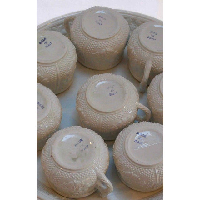 Mediterranean Vintage Italian Pot De Creme Set With Rosebud Lids & Serving Tray For Sale - Image 3 of 4