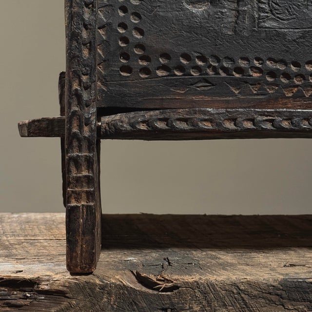 Antique Hand Carved Folk Art Lidded Dowry Chest For Sale - Image 9 of 12