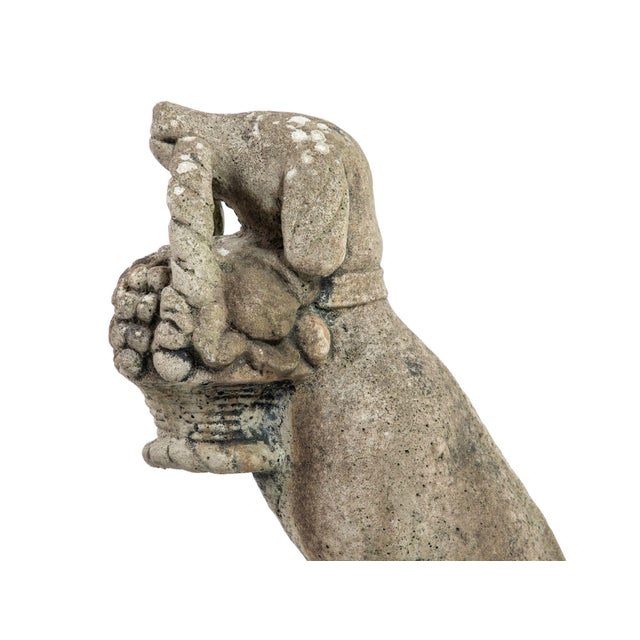 Matched Pair of Composite Stone Dogs With Fruit Baskets, England Mid 20th C. For Sale - Image 12 of 13