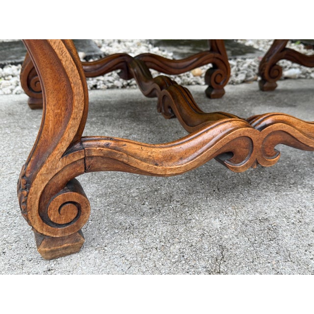 Vintage Baroque-Style Carved Armchairs With Scrolled Arms, Pair For Sale - Image 10 of 12