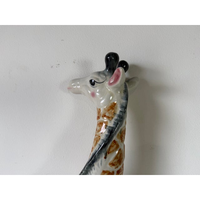 1980s Vintage Hand-Painted Ceramic Giraffe Sculpture For Sale - Image 11 of 12