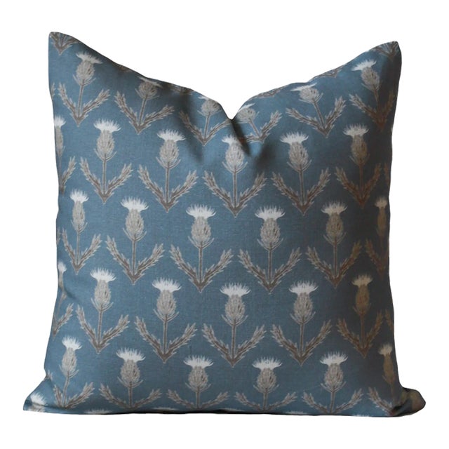 Lauren Servati Textiles, Thistle // La Mer Pillow, 20"x20" For Sale