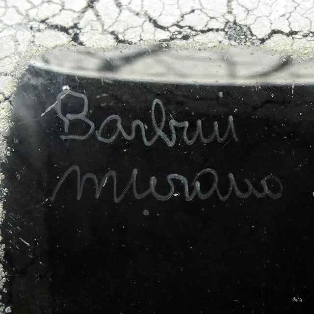 White Murano Vintage Alfredo Barbini Signed White Scavo Surface Texture Italian Art Glass Candy Bowl For Sale - Image 8 of 9