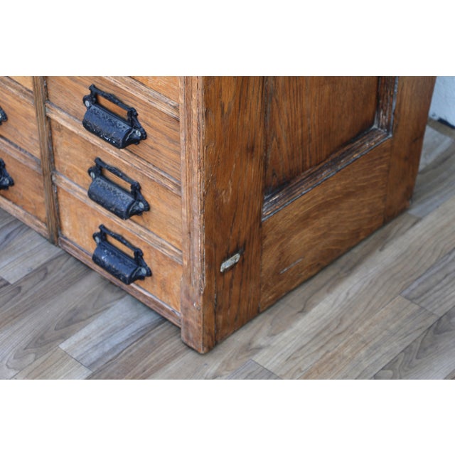 Antique 60-Drawer Solid Oak Apothecary Cabinet | Ventura County Workshop Cabinet For Sale - Image 17 of 18