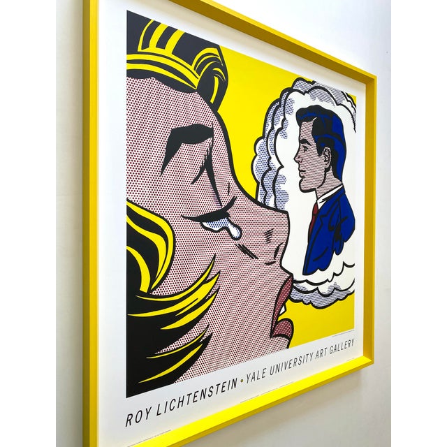 Wood Roy Lichtenstein Vintage 1991 Fine Art Lithograph Print Framed Pop Art Poster " Thinking of Him " 1963 For Sale - Image 7 of 12