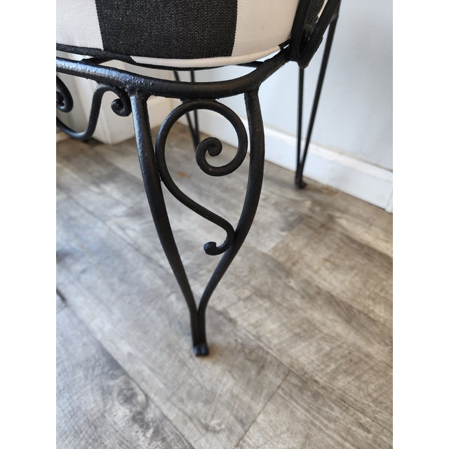 Black Vintage Wrought Iron Garden Armchair With Cabriole Legs For Sale - Image 8 of 15