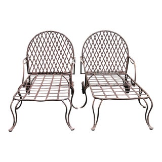 Pair of Twig Wrought Iron Outdoor Chaise Lounge by Rose Tarlow Melrose House For Sale
