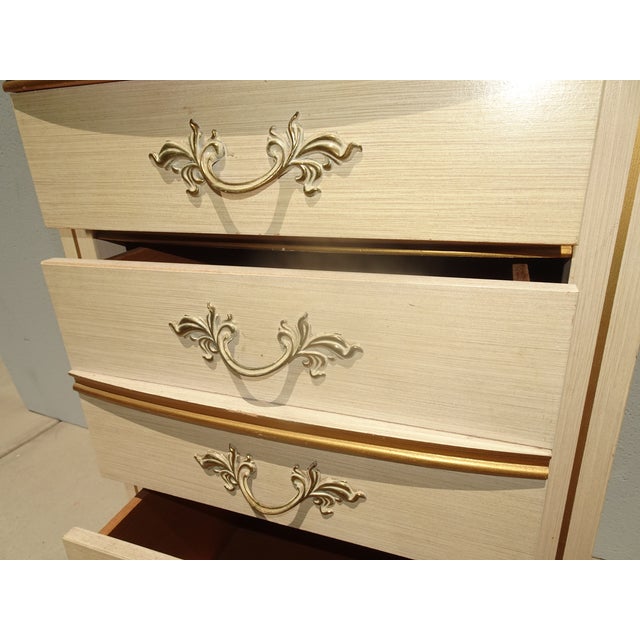 Dresser Vintage French Provincial Tallboy Dresser Lingerie Chest Brass #2 For Sale - Image 13 of 15