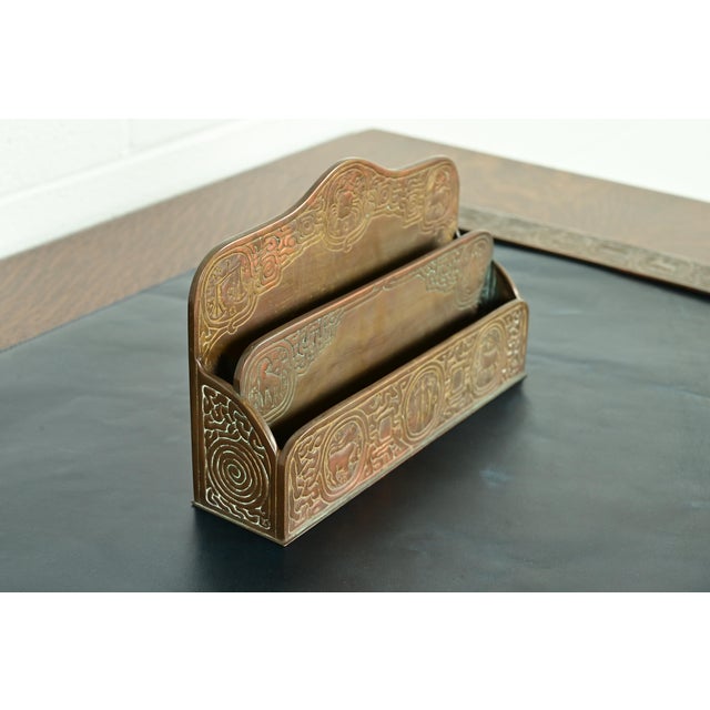 Tiffany Studios Tiffany Studios New York Zodiac Pattern Bronze Letter Rack For Sale - Image 4 of 14