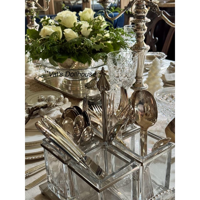 Vintage Pewter Tone Four Well Flatware Caddy For Sale - Image 15 of 15