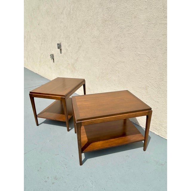 1960s Vintage Pair of Lane Rhythm Walnut End Tables For Sale - Image 5 of 8