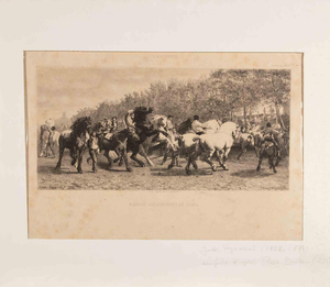 Veyrassat after Rosa Bonheur, Les Marché aux Chevaux de Paris, Etching, 1853