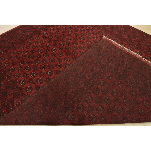 Turkmen Rug 9’11” X 12’10” Red Wool Vintage Tribal Hand-Knotted Carpet For Sale - Image 13 of 14