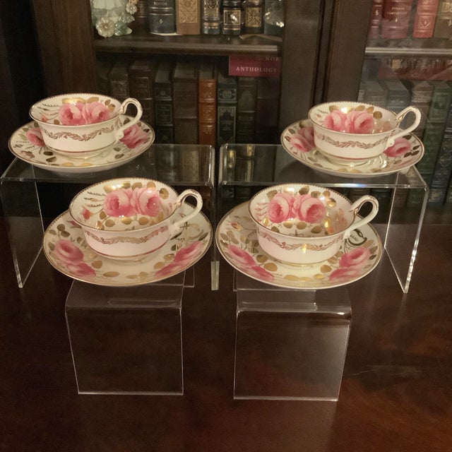 Late 19th Century Spode Copelands Cabbage Roses Tea Cups - Set of 4 (Pattern 3886) For Sale - Image 12 of 12