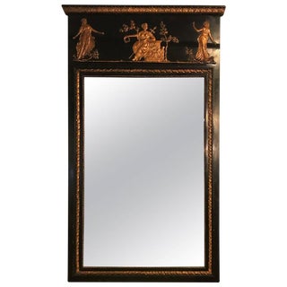 French Ebonized Neoclassical Style Wall or Console Mirror For Sale