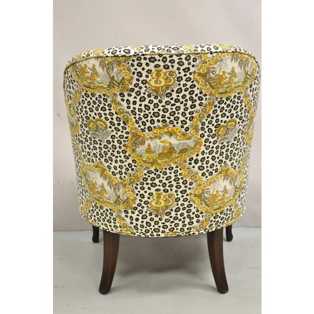 Vintage Napoleon III Tufted Slipper Lounge Chair With Leopard Chinoiserie Fabric For Sale - Image 9 of 12
