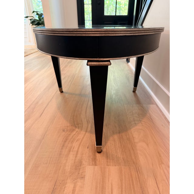 Contemporary Vintage Ethan Allen Neoclassical Hollywood Regency Oval Cocktail Table For Sale - Image 3 of 6