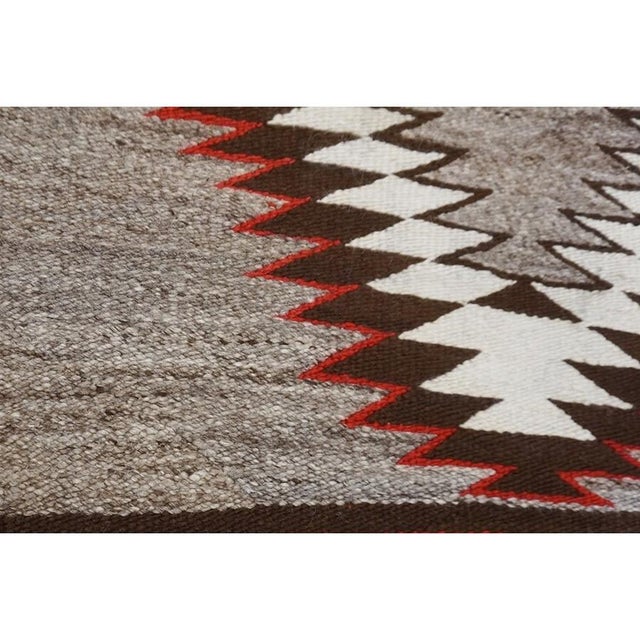1920s Gray Antique Tribal Geometric Design Navajo Flat Woven Native American Rug For Sale - Image 4 of 9