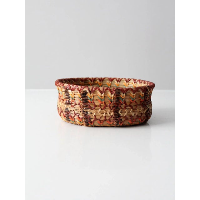 Wood Vintage Woven Basket Bowl For Sale - Image 7 of 9