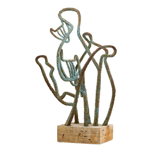 Marie Zoe Greene-Mercier, Abstract Signed Cubist Bronze Sculpture "Cats" Chicago Bauhaus Woman Modernist, c.1960