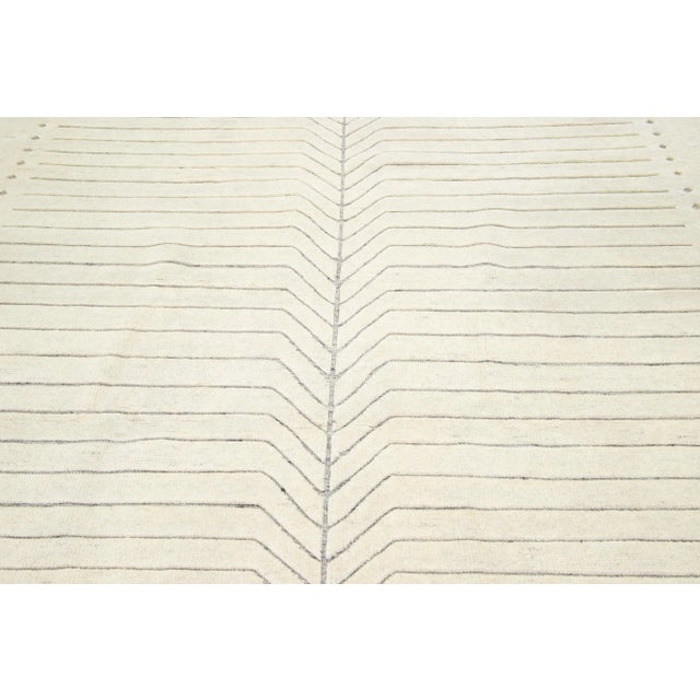 Textile Ivory Handmade Modern Wool Rug With Minimalist Moroccan Style For Sale - Image 7 of 7