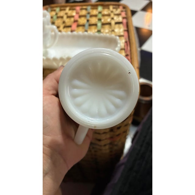 Vintage Milk Glass Creamer and Sugar Set With Tray - 3 pcs For Sale - Image 4 of 4