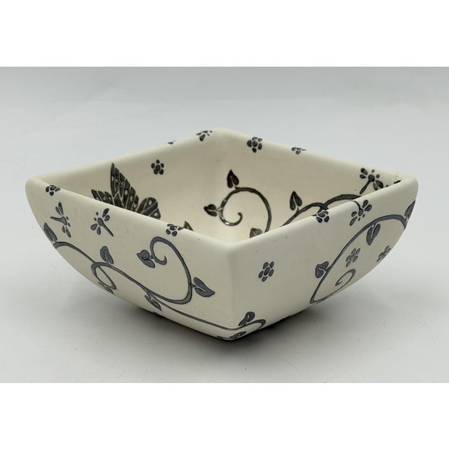Metal 1980s Emilia Castillo Butterfly Porcelain & Pure Silver Square Bowl, Taxco Mexico For Sale - Image 7 of 18
