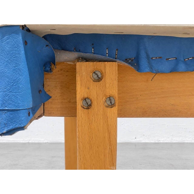 Vintage Bench Seat in Blue Imitation Leather, 1960s For Sale - Image 10 of 13