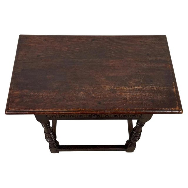 Antique English Carved Oak Side Table For Sale - Image 3 of 12