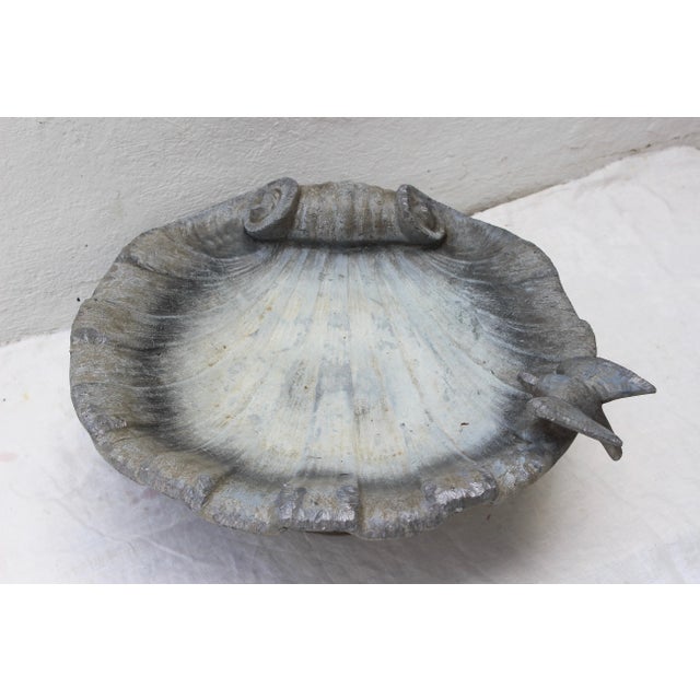 Large lead clamshell birdbath.
