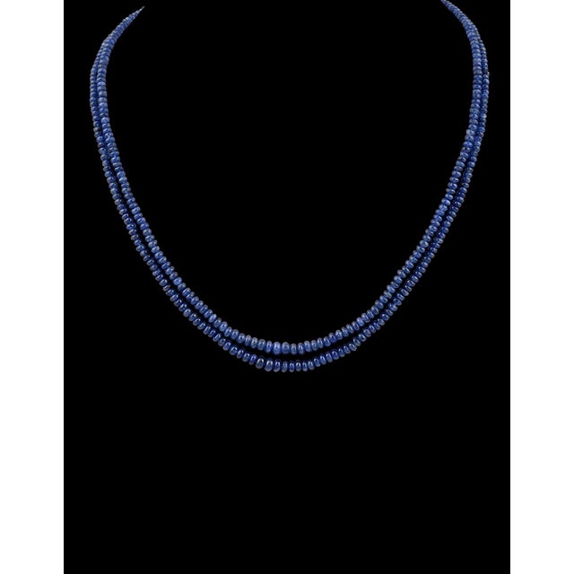 105 Carat Natural Sapphire Bead Two-Strand Necklace Sterling Silver Clasp For Sale - Image 17 of 18