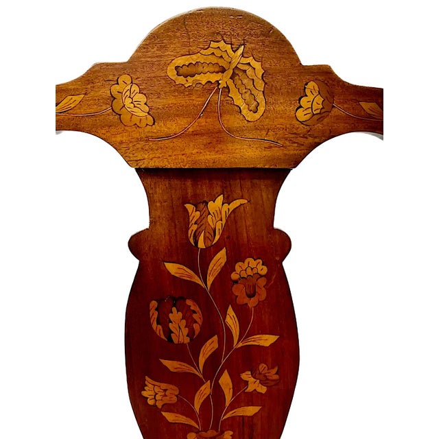 Burnt Umber Pair of 19th-Century Dutch-Style Inlaid Side Chairs For Sale - Image 8 of 13