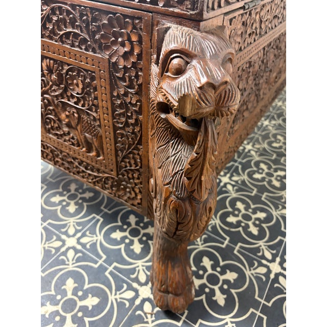 Antique Hand-Carved Indian Exotic Hardwood Dowry Chest, 1890s For Sale - Image 18 of 18