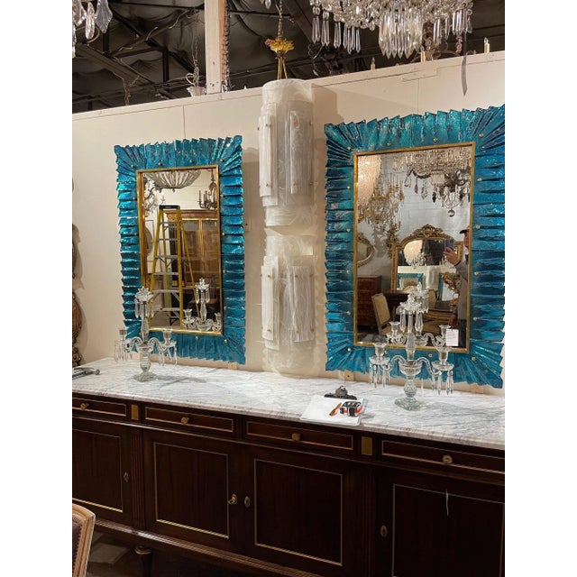 Early 21st Century Large Scale Murano Glass and Brass Sconces - A Pair For Sale In Dallas - Image 6 of 7