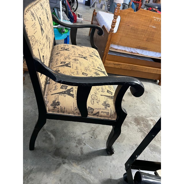 Shabby Chic Antique Empire Lion Paw Settee Paris French Eiffel Tower Motifs For Sale - Image 3 of 11