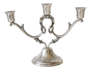 Swedish Grace K8 3-Arm Candelabra in Pewter from Svenskt Tenn, 1936