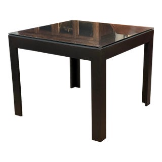 Parsons Style Glass Top Dining Table For Sale