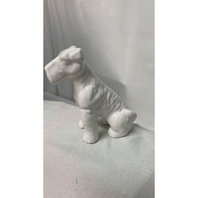 Ceramic Late 20th Century Sitting Schnauzer Pup Dog in Snow White Porcelain For Sale - Image 7 of 12