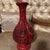 Metal Early 20th Century 12” Chinese Red Carved Lacquer-Style Vase – Floral & Pomegranate Design For Sale - Image 7 of 11