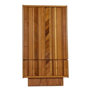 Vintage Maple Burl Walnut Rosewood and Oak Brutalist Armoire Dresser For Sale