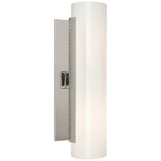 Kelly Wearstler for Visual Comfort Signature Precision Cylinder Sconce in Polished Nickel with White Glass For Sale