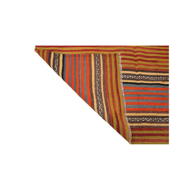 1960s Turkish Striped Vintage Kilim Rug - 4`11" X 11`2" For Sale - Image 5 of 6
