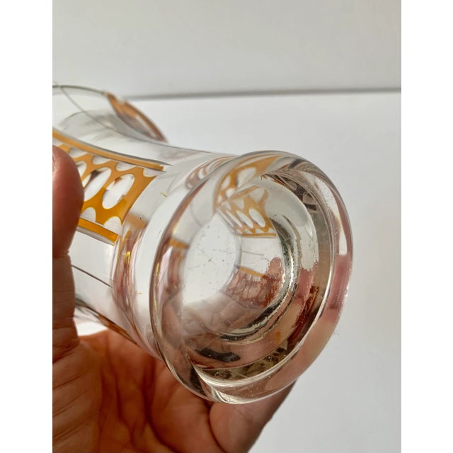 Vintage Modern Contemporary Small Glass Amber and Clear Vase From Europe For Sale - Image 4 of 6