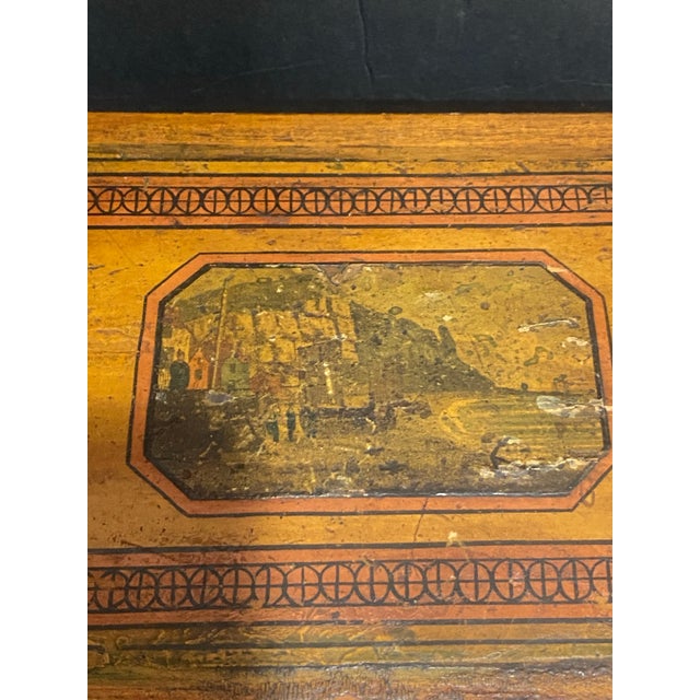 Petite Early 19th Century European Hand Painted Wooden Jewelry and Correspondence Box For Sale - Image 10 of 11