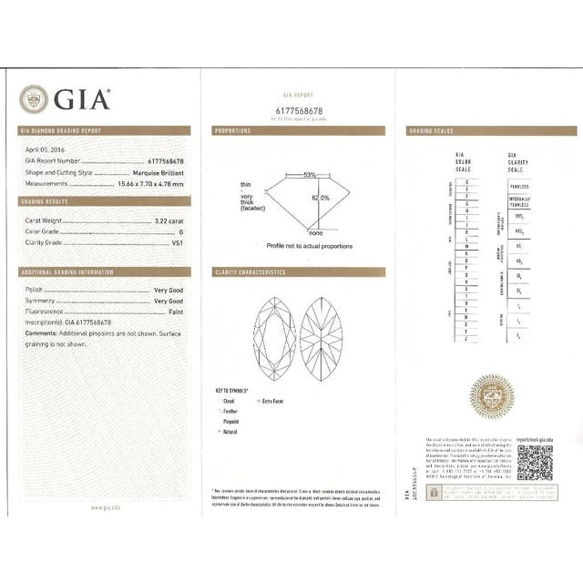 3.22 Carat Marquise Cut G Vs1 Gia Certified Diamond Halo Pave 18k Ring For Sale - Image 12 of 12
