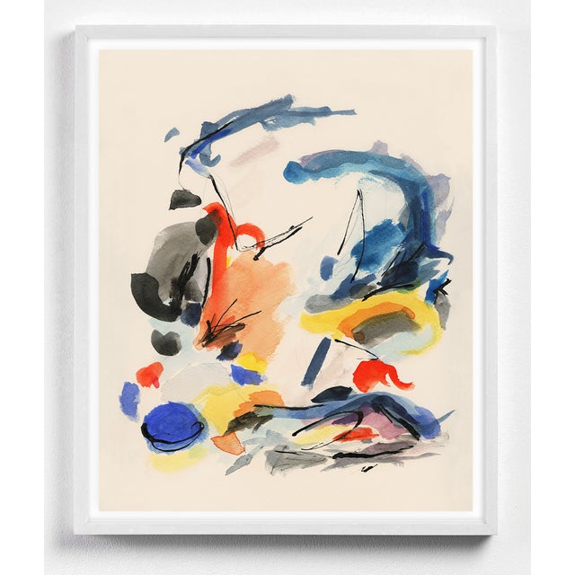 Abstract Mid-Century Modern Colorful Print With Primary Colors - Unframed Giclée on Watercolor Paper For Sale - Image 3 of 6