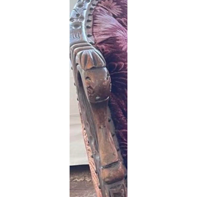 Purple Velvet Vintage Arm Chair For Sale - Image 4 of 6