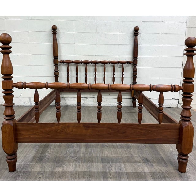 Traditional Vintage Full Size Jenny Lind Cannonball Finial Spindle or Spool Bed For Sale - Image 3 of 17