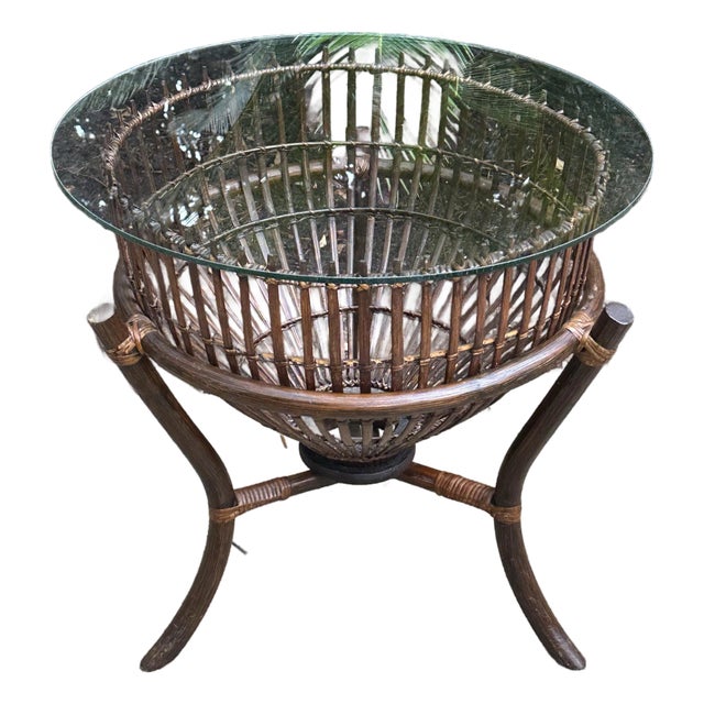 Franco Albini style fish trap rattan table. So eclectic, this table came from a house that was straight out of the 1970s....